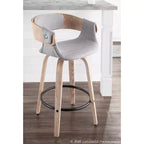 Lot de 2 tabourets de bar rembourrés hauteur comptoir Gris/Blanc délavé