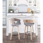 Lot de 2 tabourets de bar rembourrés hauteur comptoir Gris/Blanc délavé