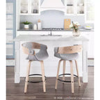 Lot de 2 tabourets de bar rembourrés hauteur comptoir Gris/Blanc délavé
