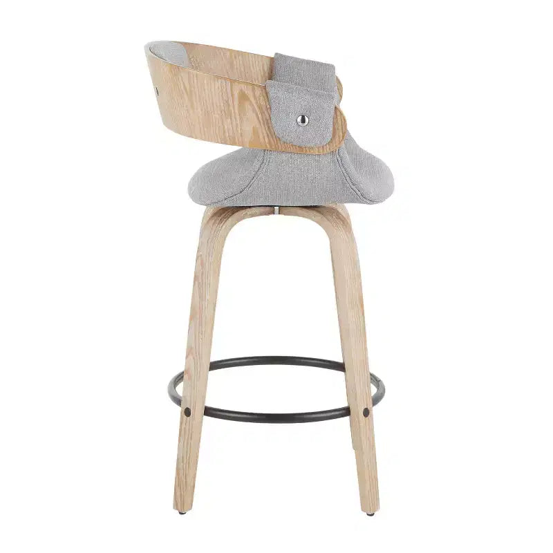 Lot de 2 tabourets de bar rembourrés hauteur comptoir Gris/Blanc délavé