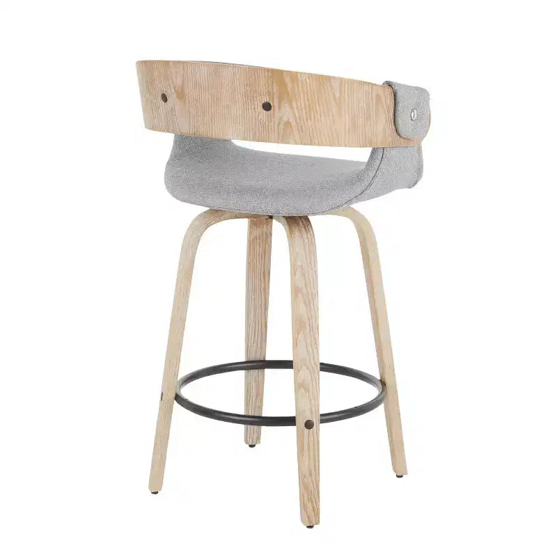 Lot de 2 tabourets de bar rembourrés hauteur comptoir Gris/Blanc délavé