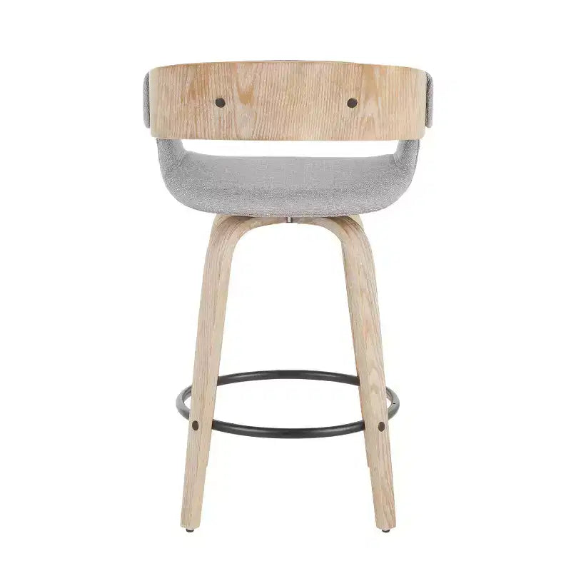 Lot de 2 tabourets de bar rembourrés hauteur comptoir Gris/Blanc délavé