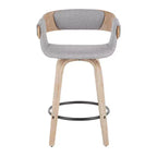 Lot de 2 tabourets de bar rembourrés hauteur comptoir Gris/Blanc délavé