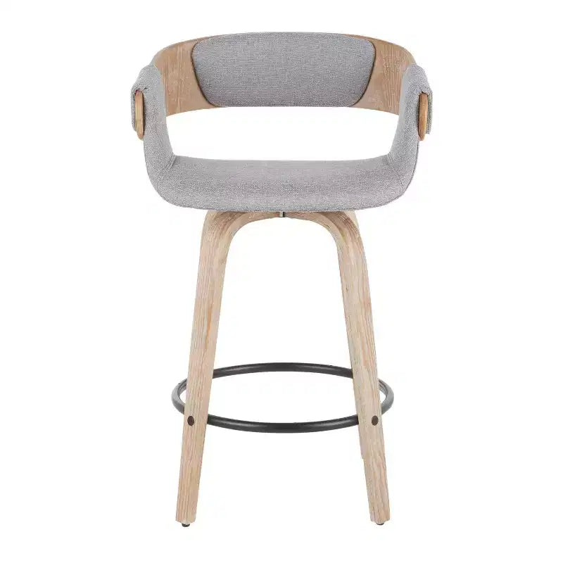 Lot de 2 tabourets de bar rembourrés hauteur comptoir Gris/Blanc délavé