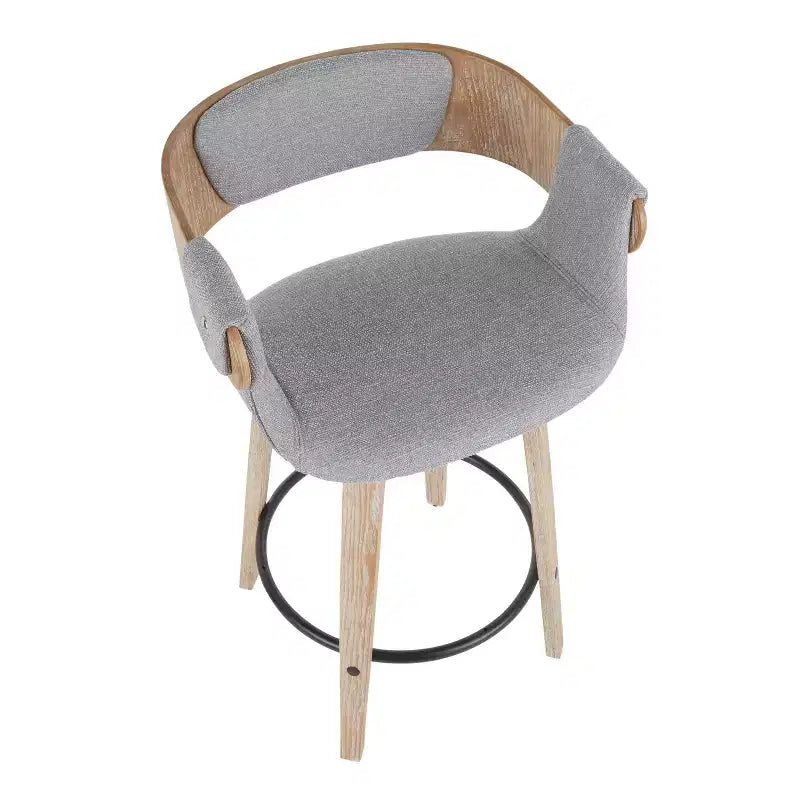 Lot de 2 tabourets de bar rembourrés hauteur comptoir Gris/Blanc délavé