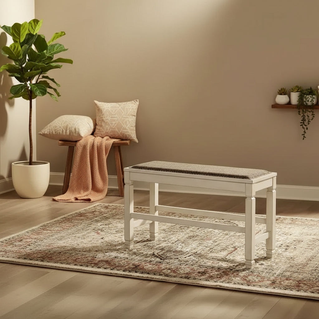 Banc de salle à manger hauteur comptoir blanc antique