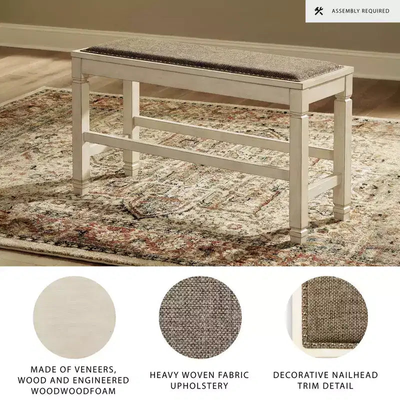 Banc de salle à manger hauteur comptoir blanc antique