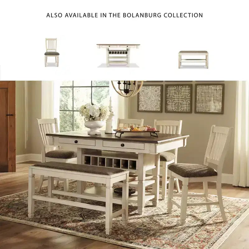 Banc de salle à manger hauteur comptoir blanc antique