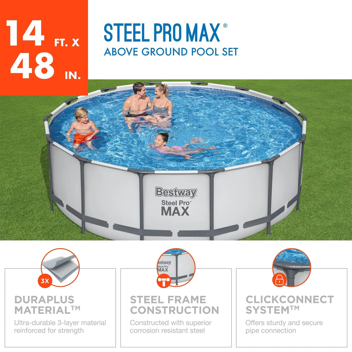 Piscine hors sol ronde Bestway Steel Pro MAX avec pompe et bâche