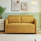 Canapé-lit gigogne en tissu chenille jaune - 39,00 x 53,50 x 31,50