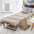 Lit pliant avec matelas en mousse à mémoire de forme et sac anti-poussière, lit d'appoint en métal
