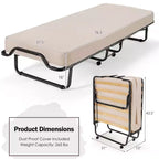 Lit pliant avec matelas en mousse à mémoire de forme et sac anti-poussière, lit d'appoint en métal