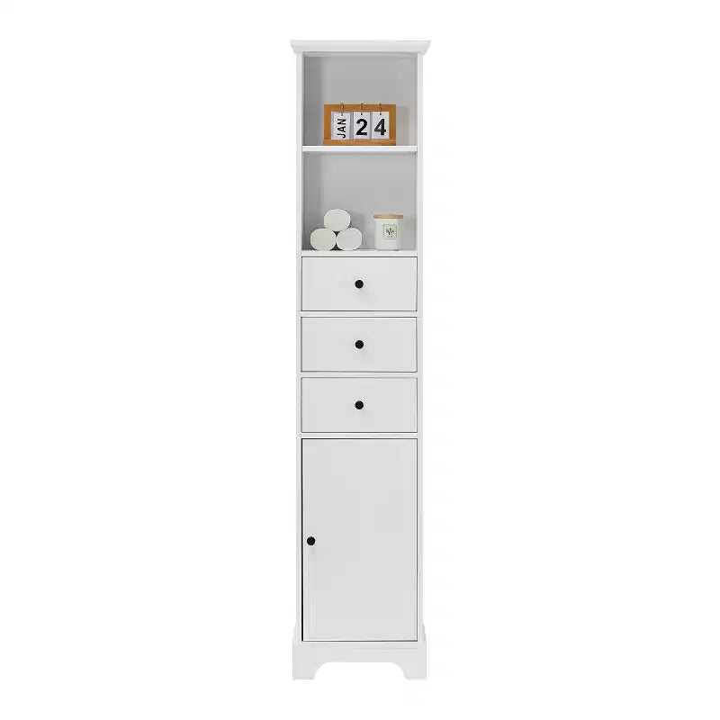 Colonne de salle de bain haute avec 3 tiroirs et étagères réglables