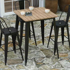 Table haute de bar intérieur/extérieur, plateau carré en polyrésine tout temps de 80 cm avec base en acier
