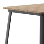 Table haute de bar intérieur/extérieur, plateau carré en polyrésine tout temps de 80 cm avec base en acier