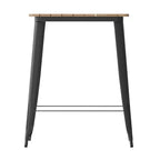 Table haute de bar intérieur/extérieur, plateau carré en polyrésine tout temps de 80 cm avec base en acier