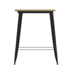 Table haute de bar intérieur/extérieur, plateau carré en polyrésine tout temps de 80 cm avec base en acier