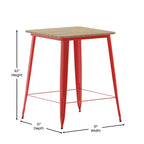 Table haute de bar intérieur/extérieur, plateau carré en polyrésine tout temps de 80 cm avec base en acier
