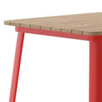Table haute de bar intérieur/extérieur, plateau carré en polyrésine tout temps de 80 cm avec base en acier