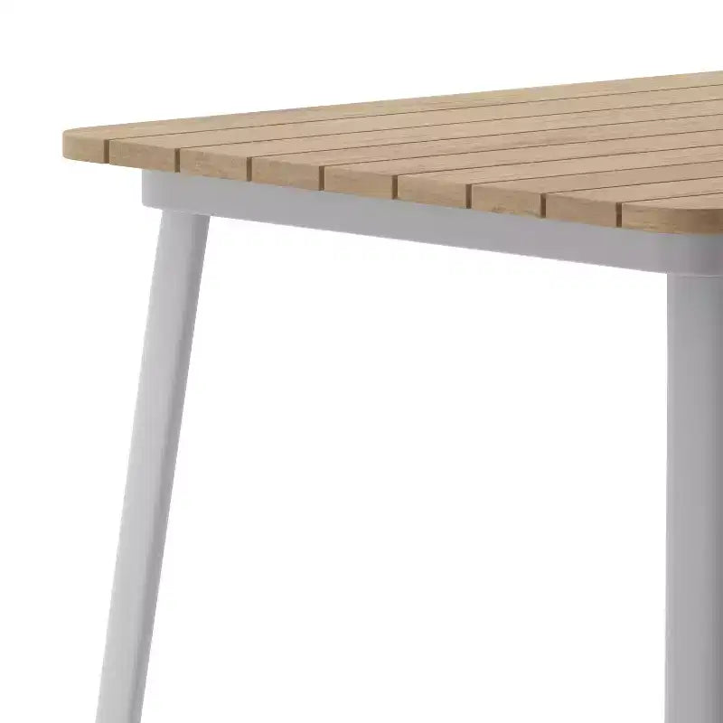 Table haute de bar intérieur/extérieur, plateau carré en polyrésine tout temps de 80 cm avec base en acier