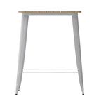 Table haute de bar intérieur/extérieur, plateau carré en polyrésine tout temps de 80 cm avec base en acier