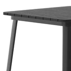Table haute de bar intérieur/extérieur, plateau carré en polyrésine tout temps de 80 cm avec base en acier