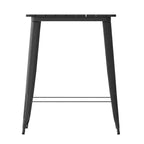 Table haute de bar intérieur/extérieur, plateau carré en polyrésine tout temps de 80 cm avec base en acier