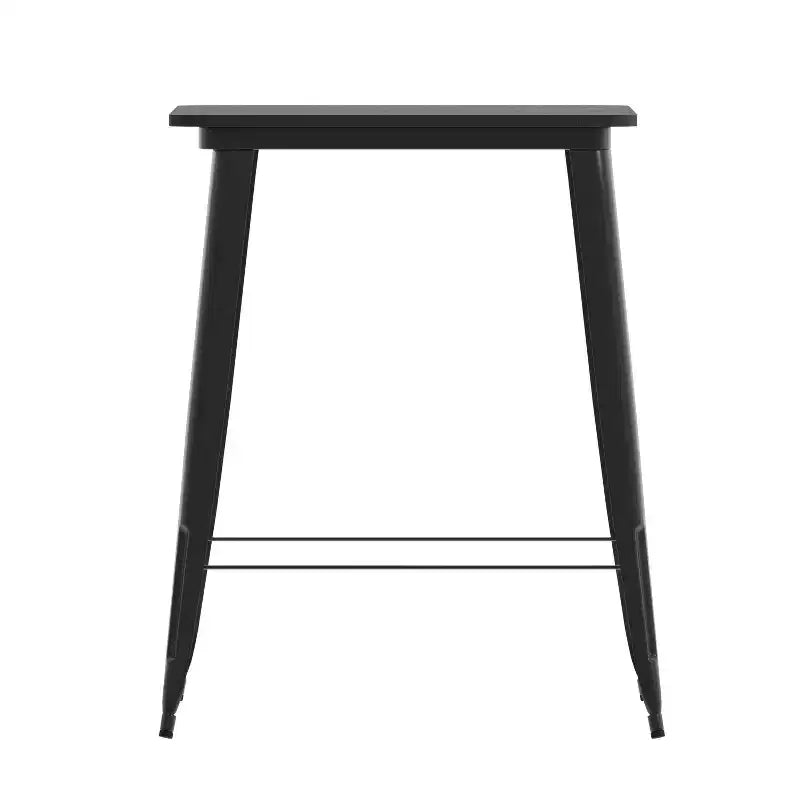 Table haute de bar intérieur/extérieur, plateau carré en polyrésine tout temps de 80 cm avec base en acier
