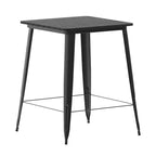 Table haute de bar intérieur/extérieur, plateau carré en polyrésine tout temps de 80 cm avec base en acier