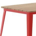 Table de salle à manger intérieure/extérieure avec trou pour parasol, plateau en polyrésine toutes saisons 30 x 60 et base en acier