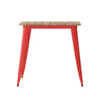 Table de salle à manger intérieure/extérieure avec trou pour parasol, plateau en polyrésine toutes saisons 30 x 60 et base en acier