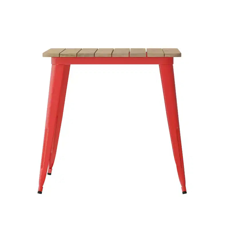 Table de salle à manger intérieure/extérieure avec trou pour parasol, plateau en polyrésine toutes saisons 30 x 60 et base en acier