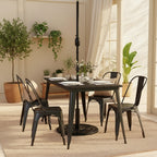 Table de salle à manger intérieure/extérieure avec trou pour parasol, plateau en polyrésine toutes saisons 30 x 60 et base en acier