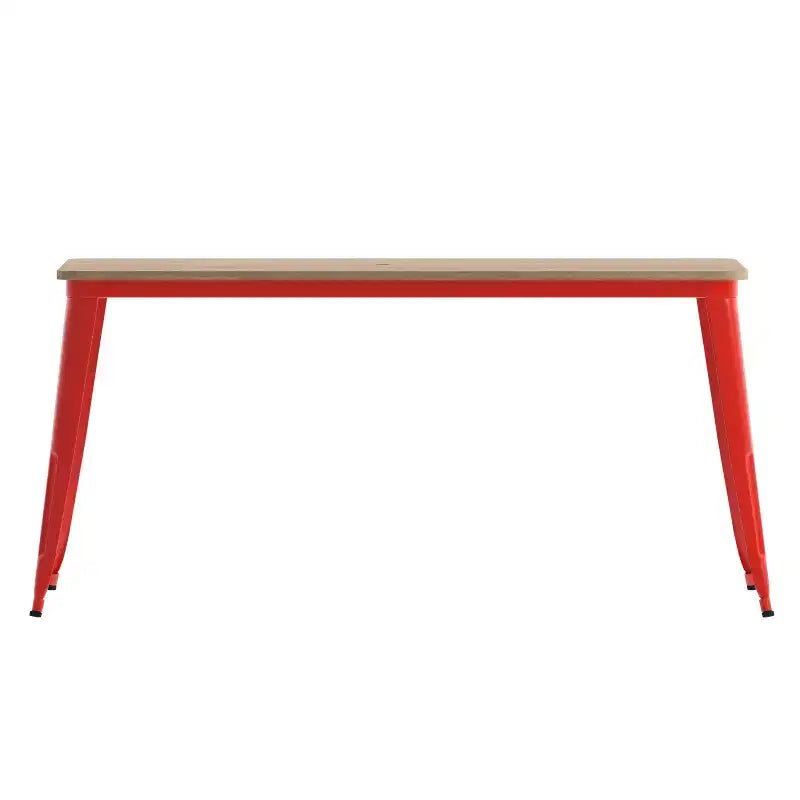 Table de salle à manger intérieure/extérieure avec trou pour parasol, plateau en polyrésine toutes saisons 30 x 60 et base en acier