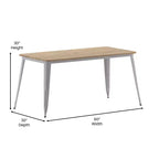 Table de salle à manger intérieure/extérieure avec trou pour parasol, plateau en polyrésine toutes saisons 30 x 60 et base en acier