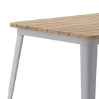 Table de salle à manger intérieure/extérieure avec trou pour parasol, plateau en polyrésine toutes saisons 30 x 60 et base en acier