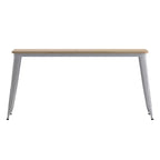 Table de salle à manger intérieure/extérieure avec trou pour parasol, plateau en polyrésine toutes saisons 30 x 60 et base en acier