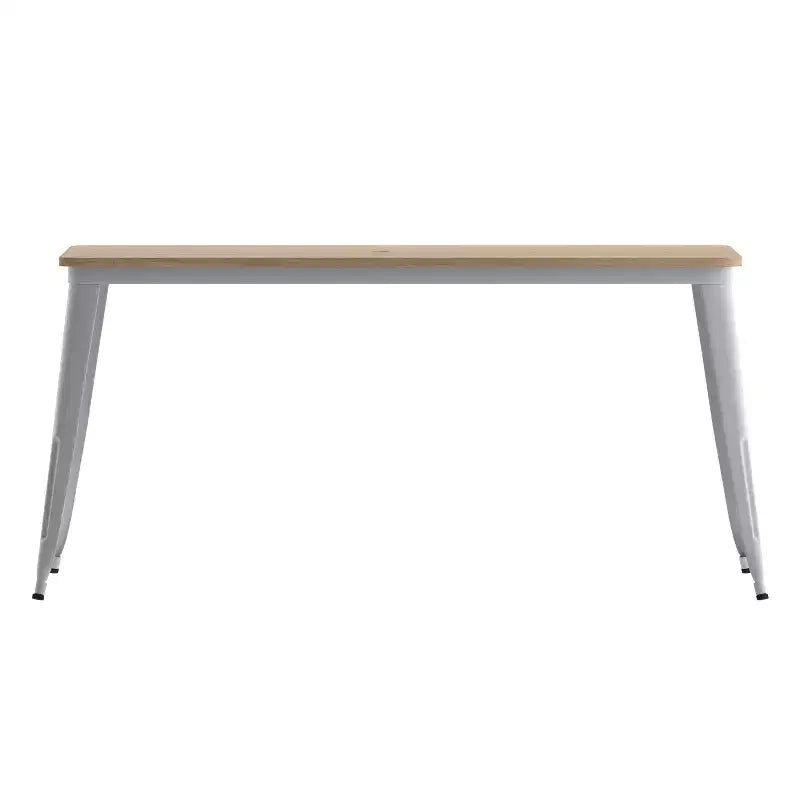 Table de salle à manger intérieure/extérieure avec trou pour parasol, plateau en polyrésine toutes saisons 30 x 60 et base en acier