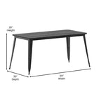 Table de salle à manger intérieure/extérieure avec trou pour parasol, plateau en polyrésine toutes saisons 30 x 60 et base en acier