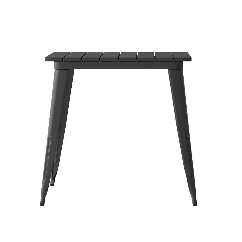 Table de salle à manger intérieure/extérieure avec trou pour parasol, plateau en polyrésine toutes saisons 30 x 60 et base en acier