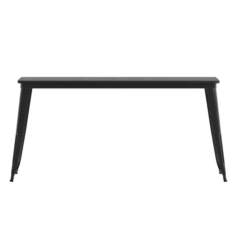Table de salle à manger intérieure/extérieure avec trou pour parasol, plateau en polyrésine toutes saisons 30 x 60 et base en acier