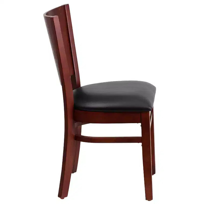 Lot de 2 chaises de restaurant en bois massif à dossier plein