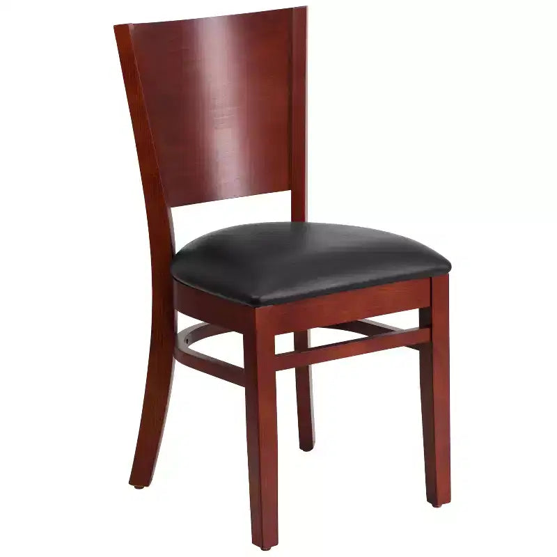 Lot de 2 chaises de restaurant en bois massif à dossier plein