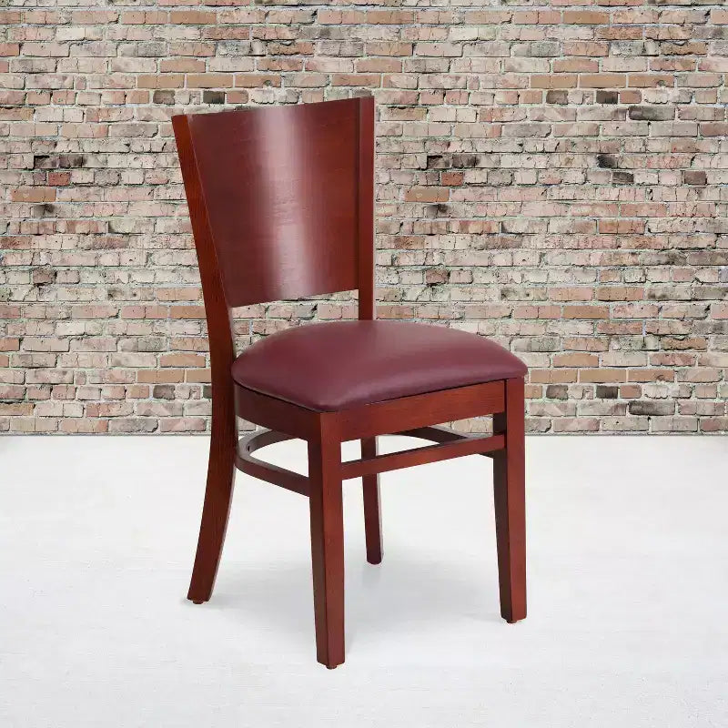 Lot de 2 chaises de restaurant en bois massif à dossier plein
