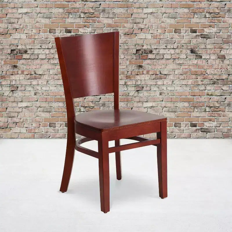 Lot de 2 chaises de restaurant en bois massif à dossier plein