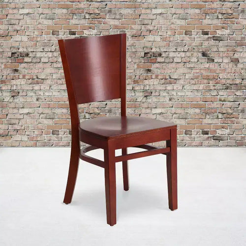 Lot de 2 chaises de restaurant en bois massif à dossier plein