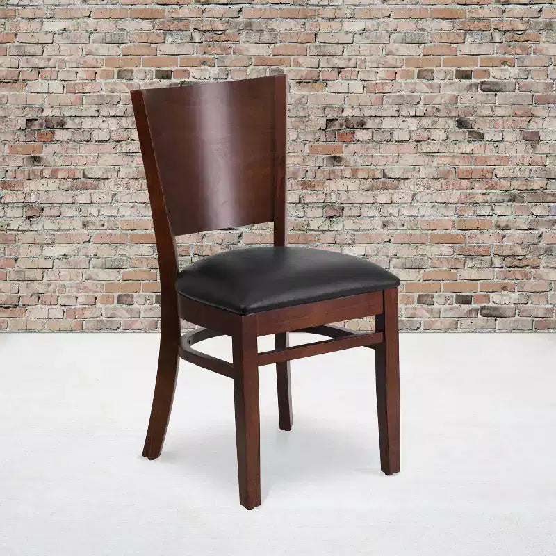 Lot de 2 chaises de restaurant en bois massif à dossier plein