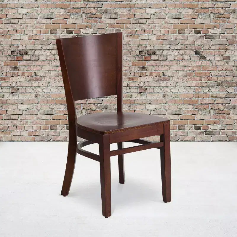 Lot de 2 chaises de restaurant en bois massif à dossier plein
