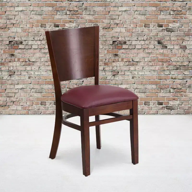 Lot de 2 chaises de restaurant en bois massif à dossier plein
