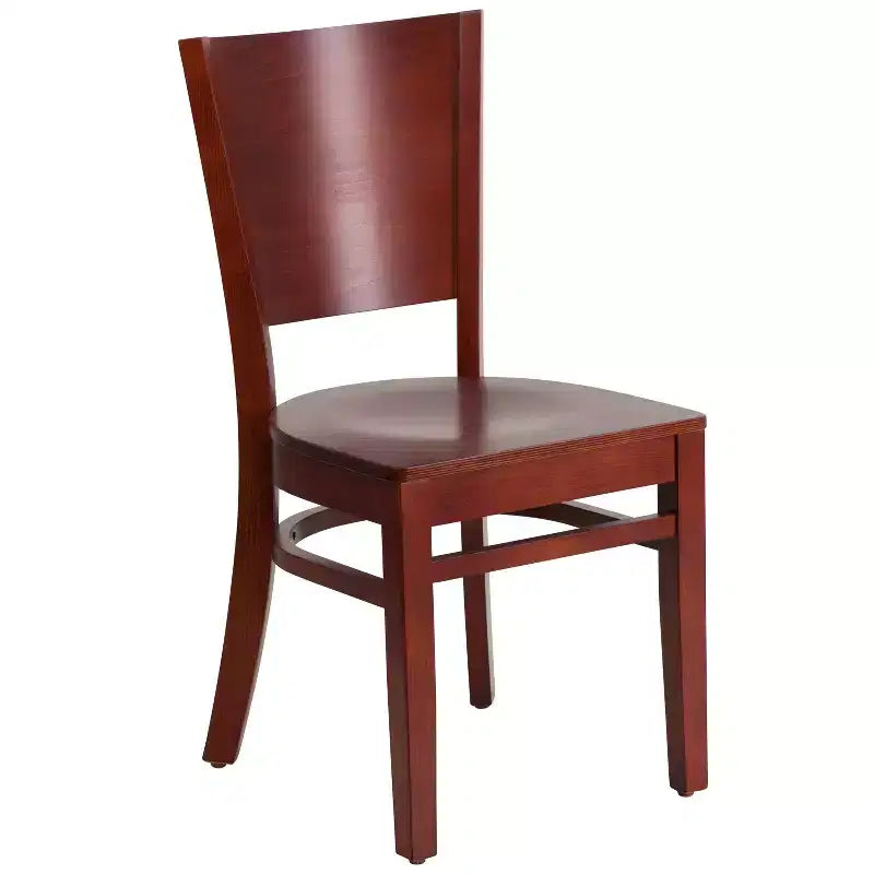 Lot de 2 chaises de restaurant en bois massif à dossier plein